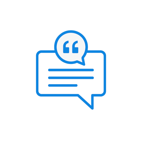 Testimonial speech bubble icon representing client feedback for Echeva.