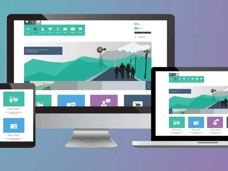 Website optimisation graphic showing responsive screens for Echeva’s hotel SEO and technical consulting services.